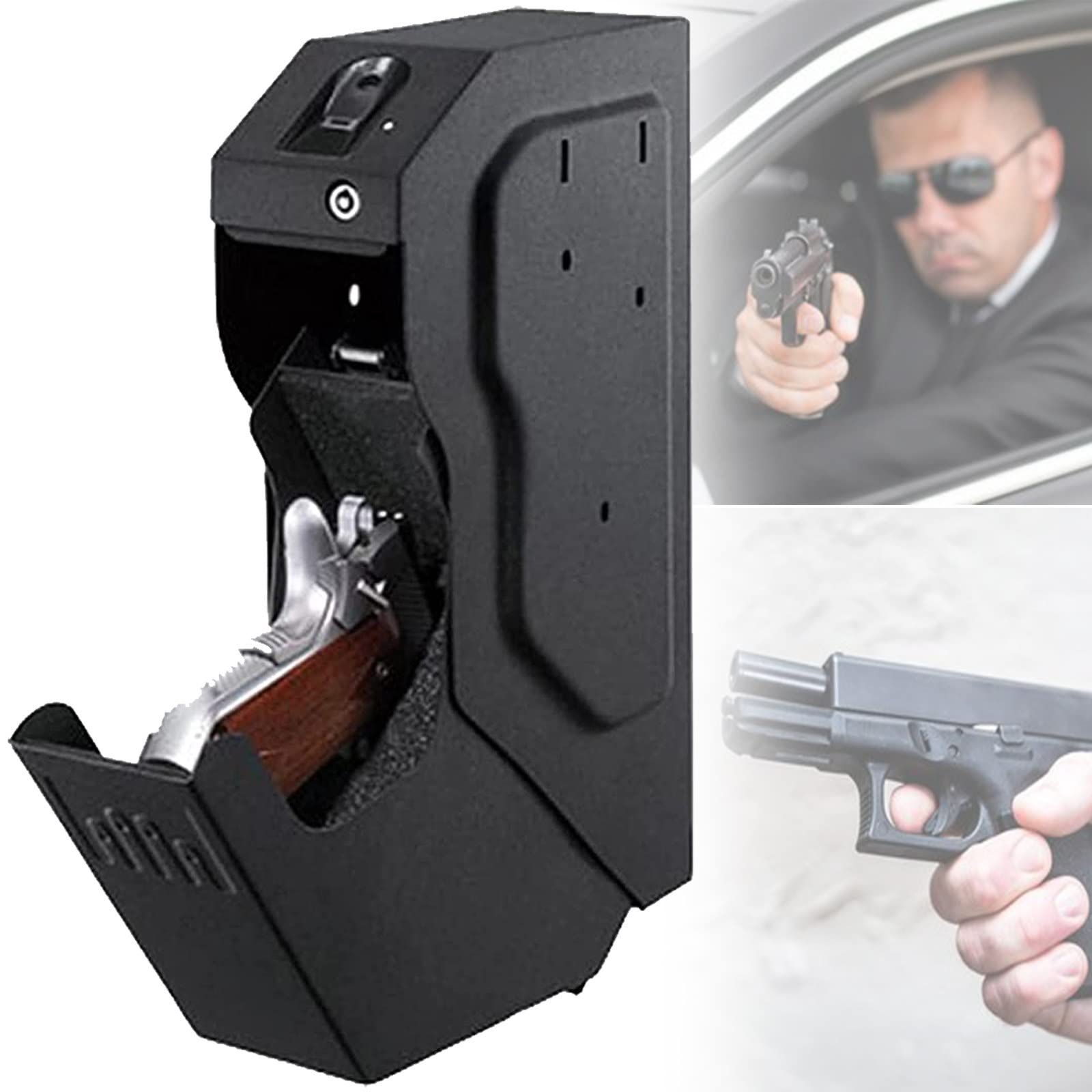 Amazon.co.jp: 拳銃金庫 銃の金庫、机の下の拳銃ホルダー、生体認証